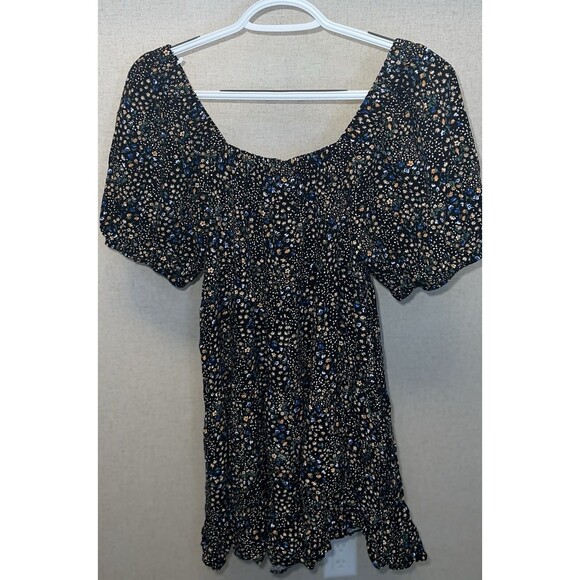 Wild Fable Dress Women's Small Puff Short Sleeve Tiered Printed Mini - Picture 5 of 5